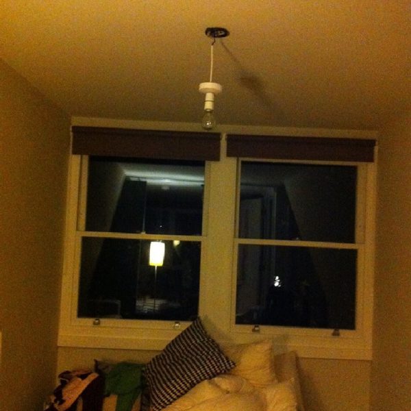 Living room with old light fitting
