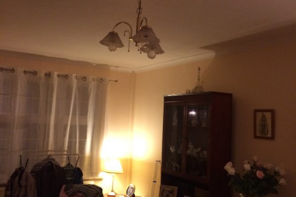 Room with ceiling light off