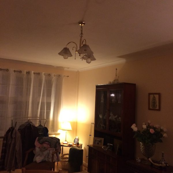 Room with ceiling light off