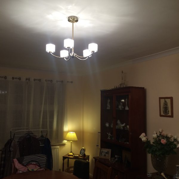 Room with new ceiling light on