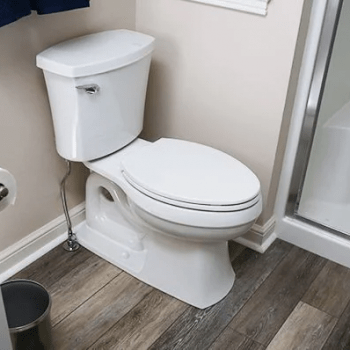 Picture pf bathroom with shower and toilet installed